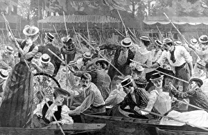 Victorian Era Print: Henley Regatta River Thames Melee, 1893