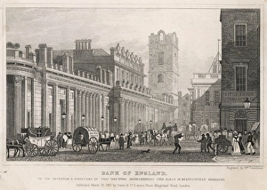 <b class=qtipBold><figcaption>England/London/Bank</figcaption></b><br>street traffic includes a coach for Oxford Street and Bayswater, and a carrier's wagon for Paddington<br><em>© Mary Evans Picture Library</em> England/London/Bank