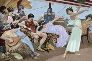 Nations Gallery: Engraving depicting The dissipated habits of Chares of Athen