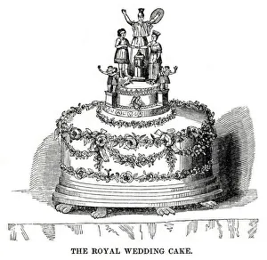 Engraving of Queen Victorias wedding or bride cake, for her marriage to Prince Engraving of Queen Victorias wedding or bride cake, for her marriage to Prince