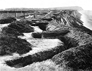 Entrenchments, similar to the type used at the front, on the cliffs along the east coast of England Entrenchments, similar to the type used at the front, on the cliffs along the east coast of England