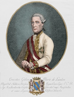 Ernst Gideon von Laudon (1717-1790). Colored engraving Ernst Gideon von Laudon (1717-1790). Colored engraving