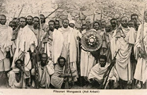 Asmara Collection: Ethiopian Chief Fitaurari Mangasha and his warriors