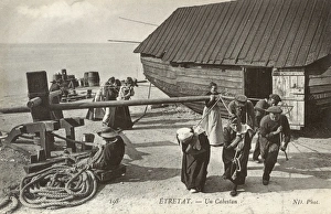 Etretat, France - working a beachside capstan Etretat, France - working a beachside capstan