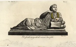 Triumphal Gallery: Etruscan grave effigy of a dead man wearing a triumphal