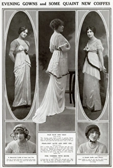 Evening dresses and some quaint coiffes 1913 Evening dresses and some quaint coiffes 1913