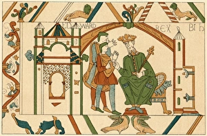 <b class=qtipBold><figcaption>Events/Britain/Norman</figcaption></b><br>King Edward the Confessor sends Harold, earl of Wessex, to confirm to William, duke of Normandy, that he will succeed him on the English throne<br><em>© Mary Evans Picture Library</em> Events/Britain/Norman