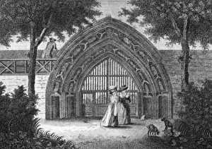 Evesham Abbey Print: Gateway Scene, circa 1770