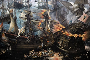 The Explosion of the Spanish Flagship during the Battle of G The Explosion of the Spanish Flagship during the Battle of G