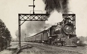 Express train at full speed on Pennsylvania Railroad, USA Express train at full speed on Pennsylvania Railroad, USA