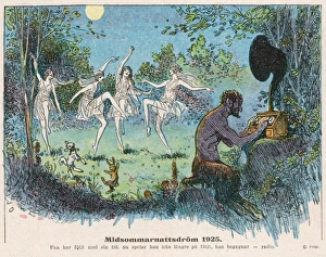 Fairies Dance in Woods with Faun on Gramophone Fairies Dance in Woods with Faun on Gramophone
