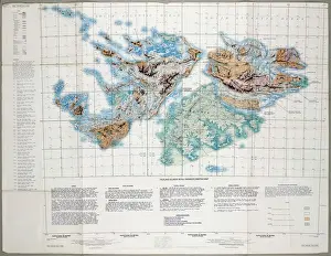 Prints of Falkland Islands Royal Engineer briefing map, 1982 (c); with typescript annotations relating to the condition and passibility of airfields, roads and tracks by tracked and wheeled vehicles United Kingdom Prints: Falkland Islands Royal Engineer Briefing Map Print, 1982