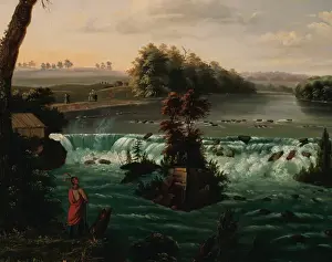 Prints of Henry Lewis (1819-1904). English painter. Falls of Saint Anthony, Upper Mississippi, 1847. Thyssen-Bornemisza Museum. Madrid. Spain Landscapes Prints: Falls of Saint Anthony Print by Henry Lewis, 1847