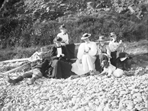 Family group on Newgale beach, Pembrokeshire, West Wales Family group on Newgale beach, Pembrokeshire, West Wales