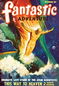 Sci Fi Magazine covers Collection: Fantastic Adventures scifi magazine cover, Golden Man in Space