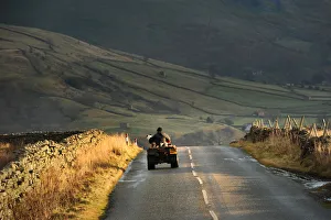 Farmer and his dog on a quad bike Buttertubs Pass, Swaledale Farmer and his dog on a quad bike Buttertubs Pass, Swaledale