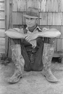 Farmer on Vale-Owyhee irrigation project. Malheur County, Or Farmer on Vale-Owyhee irrigation project. Malheur County, Or