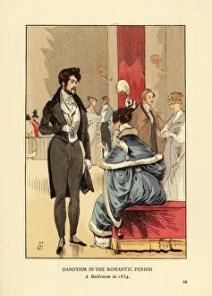 Review Gallery: Fashionable couple at a ball, Paris, 1834