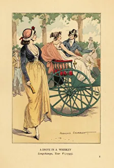 Fashionable couple driving in a whiskey carriage, 1797 Fashionable couple driving in a whiskey carriage, 1797