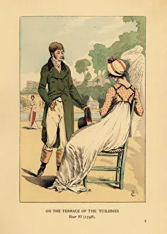 Fashionable couple on the terrace of the Tuileries Fashionable couple on the terrace of the Tuileries