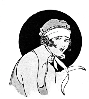 Fashionable lady wearing a demure bathing cap Fashionable lady wearing a demure bathing cap