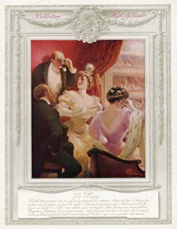 Fashionable theatregoers in a loggia box at a French theatre Fashionable theatregoers in a loggia box at a French theatre