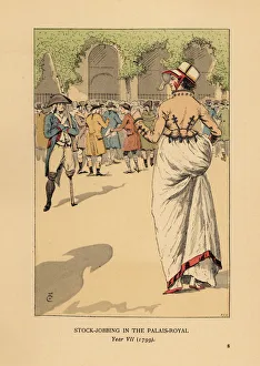 Fashionable woman with speculators or agioteurs, Paris Fashionable woman with speculators or agioteurs, Paris
