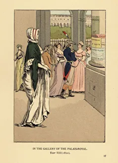 Fashionable woman strolling through the Palais Royal, 1800 Fashionable woman strolling through the Palais Royal, 1800