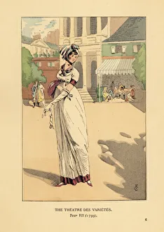 Fashionable woman in front of the Theatre des Varietes Fashionable woman in front of the Theatre des Varietes