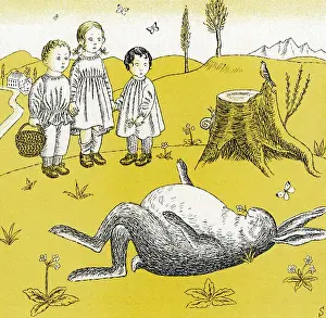 <b class=qtipBold><figcaption>FAT BUNNY</figcaption></b><br>Three children look in astonishment at an extremely tubby bunny<br><em>© Mary Evans Picture Library</em> FAT BUNNY