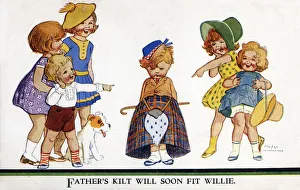 Fathers Kilt will soon fit Willie (but not quite yet, hence the universal merriment Fathers Kilt will soon fit Willie (but not quite yet, hence the universal merriment