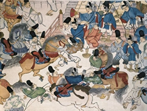 Feast in front of a palace (12th-13th c.). Japanese Feast in front of a palace (12th-13th c.). Japanese