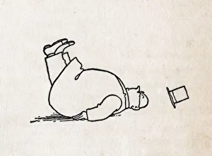 <b class=qtipBold><figcaption>He fell through to the path</figcaption></b><br>A rotund gentleman takes a tumble. Illustration by William Heath Robinson. Please note: Credit must appear as (c) Courtesy of the estate of Mrs J.C.Robinson/Pollinger Ltd/Mary Evans Picture Library. Date: 1923<br><em>© Mary Evans Picture Library 2015 - https://copyrighthub.org/s0/hub1/creation/maryevans/MaryEvansPictureID/10406154</em> He fell through to the path