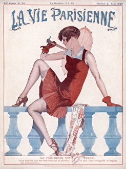 <b class=qtipBold><figcaption>Female Type/Balustrade</figcaption></b><br>A smart young woman sits on a balustrade on a hot summer day.<br><em>© Mary Evans Picture Library</em> Female Type/Balustrade