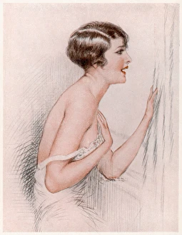 <b class=qtipBold><figcaption>Female Type/Underclothes</figcaption></b><br>A young woman is taken by surprise when someone important arrives, and she is still in her underclothes!<br><em>© Mary Evans Picture Library</em> Female Type/Underclothes