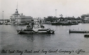 Ferry boat and Suez Canal Company office in Port Said, Egypt Ferry boat and Suez Canal Company office in Port Said, Egypt
