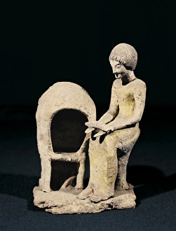 Figure of Woman next to an Oven. ca. 1550 BC - 1100 Figure of Woman next to an Oven. ca. 1550 BC - 1100