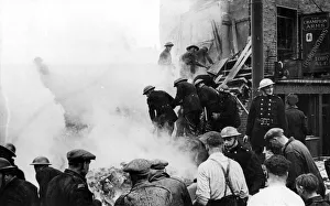 Firefighters in action, Rosebery Avenue, WW2 Firefighters in action, Rosebery Avenue, WW2