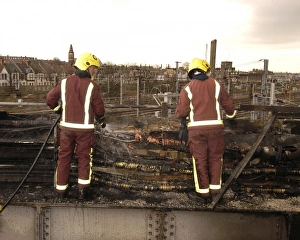 Firefighters at scene of railway fire, West London Firefighters at scene of railway fire, West London