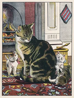 <b class=qtipBold><figcaption>Fireside Cat & Kittens</figcaption></b><br>A tabby cat sits by the fire with her kittens.<br><em>© Mary Evans Picture Library</em> Fireside Cat & Kittens
