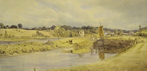 <b class=qtipBold><figcaption>The First Lock on the Lagan</figcaption></b><br>The First Lock on the Lagan. Moore, James MD 1819 - 1883. Date:<br><em>© National Museums NI / MARY EVANS</em> The First Lock on the Lagan