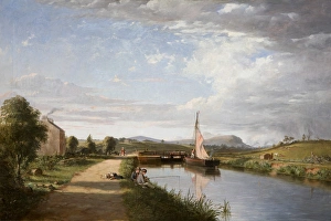 <b class=qtipBold><figcaption>The First Lock at Stranmillis</figcaption></b><br>The First Lock at Stranmillis (1850). Wilson, James Glen 1827-1863. Date: 1850<br><em>© National Museums NI / MARY EVANS</em> The First Lock at Stranmillis