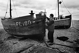 Fisherman and boat, Dungeness, Kent - 2 Fisherman and boat, Dungeness, Kent - 2