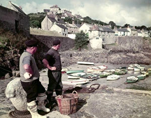 Fishermen and boats at Coverack, Cornwall Fishermen and boats at Coverack, Cornwall