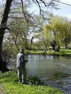 Images Dated 2nd May 2013: Fishing on a river in Hampshire