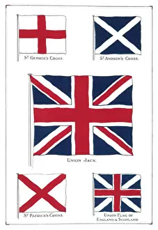 Prints of Flags of the United Kingdom - the Union Jack and its components Related Prints: Union Jack Print: A Colourful Representation of the UK's National Flag