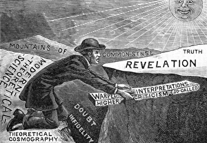 <b class=qtipBold><figcaption>Flat Earth Puzzle</figcaption></b><br>'The Puzzled Cleric' - torn between his faith and science - how can he reconcile what God (via the Bible) tells him and what the scientists tell him about the Earth ? Date: 1895<br><em>© Mary Evans Picture Library 2015 - https://copyrighthub.org/s0/hub1/creation/maryevans/MaryEvansPictureID/10188525</em> Flat Earth Puzzle