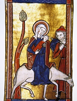 The flight into Egypt. Miniature. 13th century The flight into Egypt. Miniature. 13th century