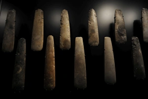 Flint axes for sacrifice. Sigersdal Mose. C. 3500 BC Flint axes for sacrifice. Sigersdal Mose. C. 3500 BC