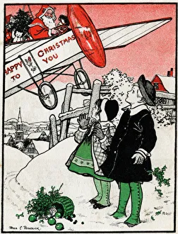 Flying Santa Claus on a Christmas card Flying Santa Claus on a Christmas card